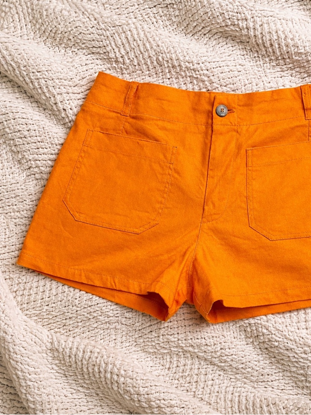 Maeve Women's Orange Cotton Shorts - Classic Pocket Front